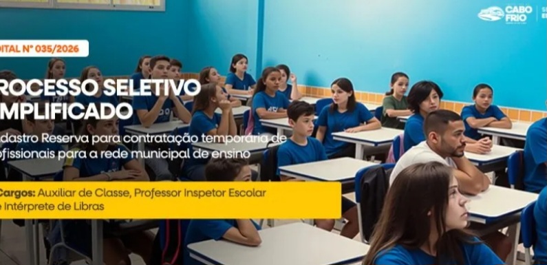 Prefeitura de Cabo Frio convoca 6º lote de candidatos do Processo Seletivo da Educação